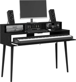 vidaXL Γραφείο Στούντιο Μαύρη Δρυς 130 x 42,5 x 36 εκ