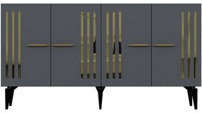 Μπουφές Junes 475OLV2313 150x40x79cm Anthracite-Gold Particle Board, Melamine