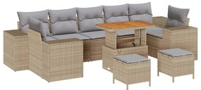 vidaXL Σετ Καναπέ Κήπου 10 pcs Μπεζ συνθετικό ρατάν
