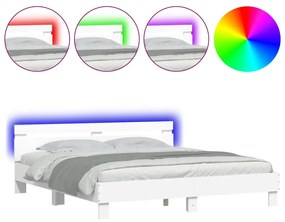vidaXL Πλαίσιο Κρεβατιού με Κεφαλάρι/LED Λευκό 200 x 200 εκ.