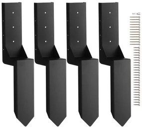 VEVOR Fence Post Anchor Repair Kit, 4 Pack Inner Diameter 3.5 x3.5 Inches Heavy Duty Steel Fence Post Support Stakes, Anchor Ground Spike for Repair Tilted, Broken Wood Fence Post, Enveloping