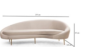 Τριθέσιος Καναπές Μπεζ Δεξιά ESES 120x255x85