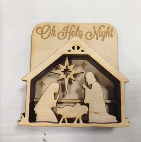 Intra απο ξύλο plywood 3mm-4mm πάχος - Ξύλινη σκηνή της Γέννησης Δίασταση 30x30 cm Intraeaxys-075yvrpo