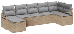 vidaXL Σετ Καναπέ Κήπου με μαξιλάρι 7 pcs Μπεζ, Ανοιχτό Γκρι