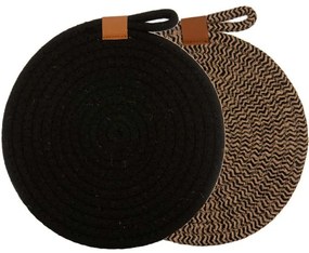 Σουπλά Nash (Σετ 2Τμχ) 40740 22cm Black-Natural Ladelle Βαμβάκι,Jute