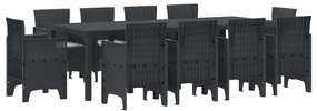 Σέτ φαγητού για κήπο 11 pcs Ανθρακί Rattan Polt