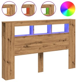 vidaXL LED κεφαλάρι Artisan Oak 160x18,5x103,5 cm Κατασκευασμένο ξύλο