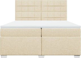 vidaXL Κρεβάτι Boxspring με Στρώμα Κρεμ 200x200 εκ. Υφασμάτινο