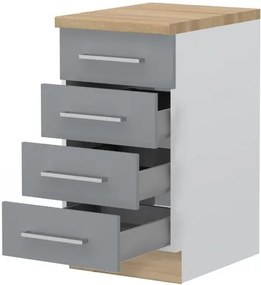 Επιδαπέδιο ντουλάπι Hudson R-45-4MBOX-Λευκό - Γκρι - 45.00Χ60.00Χ88.00cm