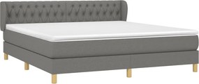 vidaXL Κρεβάτι Boxspring με Στρώμα Σκούρο Γκρι 180x200 εκ Υφασμάτιν