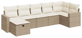 vidaXL Σαλόνι Κήπου Σετ 7 τεμ. Μπεζ Συνθετικό Ρατάν με Μαξιλάρια