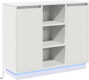 vidaXL Πλευρικό Τραπέζι LED Λευκό 90 x 32 x 75 εκ. Επεξεργασμένο ξύλο
