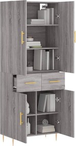 vidaXL Ντουλάπι Γκρι Sonoma 69,5 x 34 x 180 εκ. Επεξεργασμένο Ξύλο