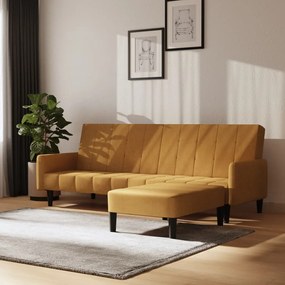 vidaXL Καναπές Κρεβάτι Διθέσιος με Υποπόδιο Καφέ Βελούδινος