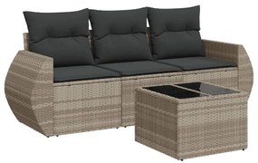 vidaXL Σαλόνι Κήπου Σετ 4 Τεμαχίων Γκρι Συνθετικό Ρατάν με Μαξιλάρια