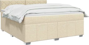 vidaXL Κρεβάτι box spring με στρώμα Κρεμ 160 x 200 cm Ύφασμα