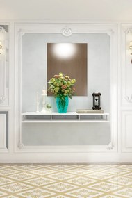 Stewehome Κονσόλα από λευκό και χρυσό μέταλλο 120x12x12 cm