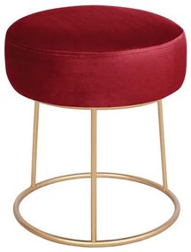 Velvet stool Karlo  in red color with gold base D36x38 cm.