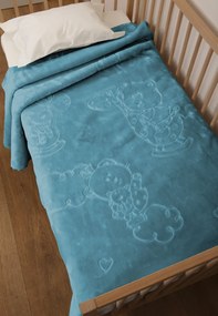 Κουβέρτα Κούνιας 110x140 Βελουτέ Bear 6 Lake Blue Anna Riska