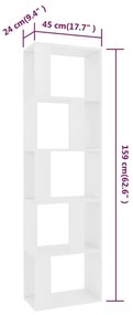 Βιβλιοθήκη/Διαχωριστικό Χώρου Λευκό 45x24x159 εκ. Μοριοσανίδα - Λευκό