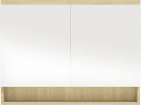 vidaXL Ντουλάπι Μπάνιου με Καθρέφτη 80x15x60 εκ. Λευκό/Δρυς από MDF