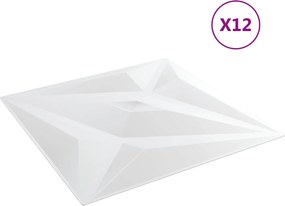 vidaXL Πάνελ τοίχου Αστέρι 12 pcs Άσπρο Αστέρι 50 x 50 cm Φελιζόλ XPS