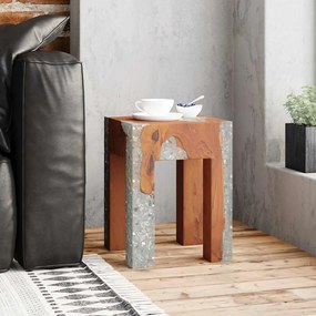vidaXL Σκαμπό από Μασίφ Ξύλο Teak και Ρητίνη