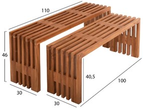 ΤΡΑΠΕΖΙΑ ΣΑΛΟΝΙΟΥ ΣΕΤ 2ΤΜΧ NYA HM9828 ΜΑΣΙΦ ΞΥΛΟ TEAK ΣΕ ΦΥΣΙΚΟ  110x30x46Υεκ.