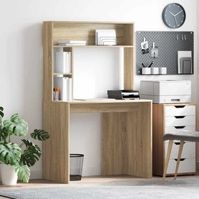 vidaXL Γραφείο με ράφι Sonoma Δρυς 91 x 50 x 149 εκ Επεξεργασμένο ξύλο