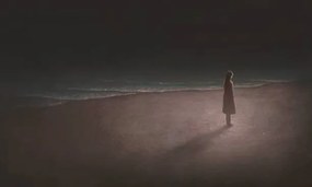 Εικονογράφηση Woman alone with night sea, Jorm Sangsorn