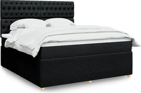 vidaXL Κρεβάτι Boxspring με Στρώμα Μαύρο 180x200 εκ. Υφασμάτινο