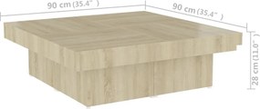 vidaXL Τραπεζάκι Σαλονιού Sonoma Δρυς 90x90x28 εκ. Μοριοσανίδα