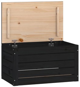 vidaXL Κουτί Αποθήκευσης Μαύρα 59,5x36,5x33 εκ. Μασίφ Ξύλο Πεύκου