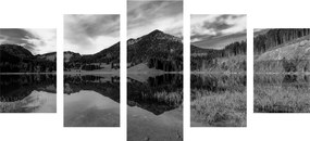 5 μέρη εικόνα λίμνη κάτω από τους λόφους σε μαύρο & άσπρο - 200x100