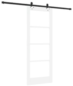 vidaXL Συρόμενη Πόρτα  με Σετ Υλικών Λευκή 78x202 εκ. Συμπαγές Ξύλο Πεύκου