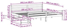 Σκελετός Κρεβ. Χωρίς Στρώμα Λευκό 200x200 εκ Μασίφ Πεύκο - Λευκό