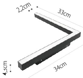Γραμμικό φωτιστικό γωνία LED 24W 4000K για μαγνητική ράγα σε μαύρη απόχρωση D:30cmX30cm (T05702-BL) - 21W - 50W - T05702-BL