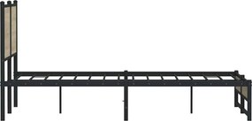 vidaXL Σκελετός Κρεβ. Χωρίς Στρώμα Sonoma Δρυς 150x200 εκ. Μεταλλικό