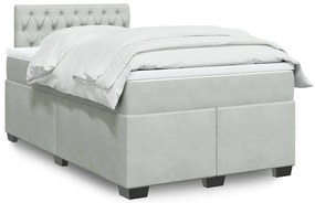 vidaXL Κρεβάτι Boxspring με Στρώμα Ανοιχτό Γκρι 120x190 εκ. Βελούδινο