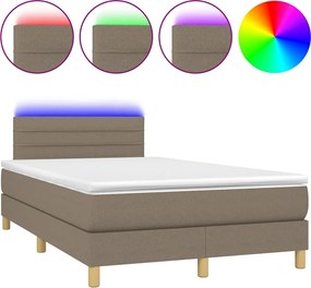 vidaXL Κρεβάτι Boxspring με Στρώμα &amp; LED Taupe 120x190 εκ. Υφασμάτινο
