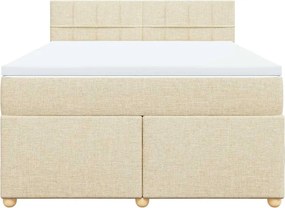 vidaXL Κρεβάτι Boxspring με Στρώμα Κρεμ 140x190 εκ. Υφασμάτινο