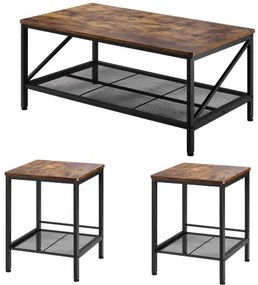 VEVOR 3 Pieces Living Room Table Sets 41.3 in Coffee Table with 2 End Tables