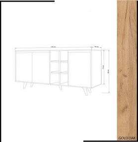Κονσόλα Δρυς / Λευκό PICUN 140x40x86