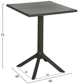 ΤΡΑΠΕΖΙ ΠΟΛΥΠΡΟΠΥΛΕΝΙΟΥ ΤΕΤΡΑΓΩΝΟ TERRIN  DARK OLIVE 60,5x60,5x76,5Υεκ.