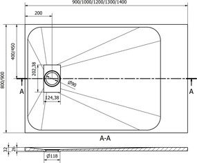 Mexen Hugo ορθογώνιος ντους SMC 130 x 80 cm, λευκός - 42108013
