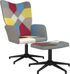vidaXL Πολυθρόνα Relax Σχέδιο Patchwork Υφασμάτινη με Σκαμπό