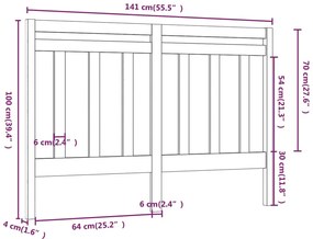 vidaXL Κεφαλάρι Κρεβατιού Μελί 141 x 4 x 100 εκ. από Μασίφ Ξύλο Πεύκου