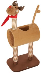 PawHut Δέντρο για γάτες 98 cm Πύργος για γάτες σε σχέδιο ελαφιού, με σπηλιά, μπάλα παιχνιδιού, σχοινιά από γιούτα, Καφέ