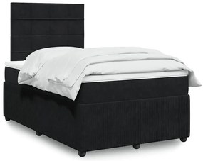 vidaXL Κρεβάτι Boxspring με Στρώμα Μαύρο 120 x 200 εκ. Βελούδινο