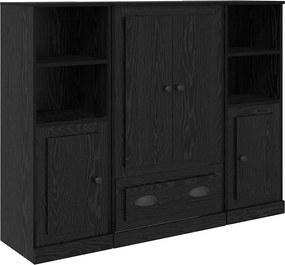 vidaXL Highboard με συρτάρι 3 pcs Μαύρη Οξυά Επεξεργασμένο ξύλο